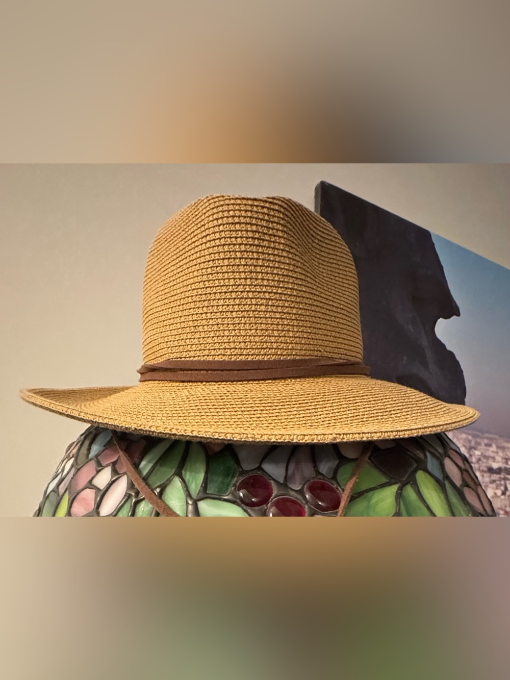 Women’s Fedora Hat in Tan with Brown Band